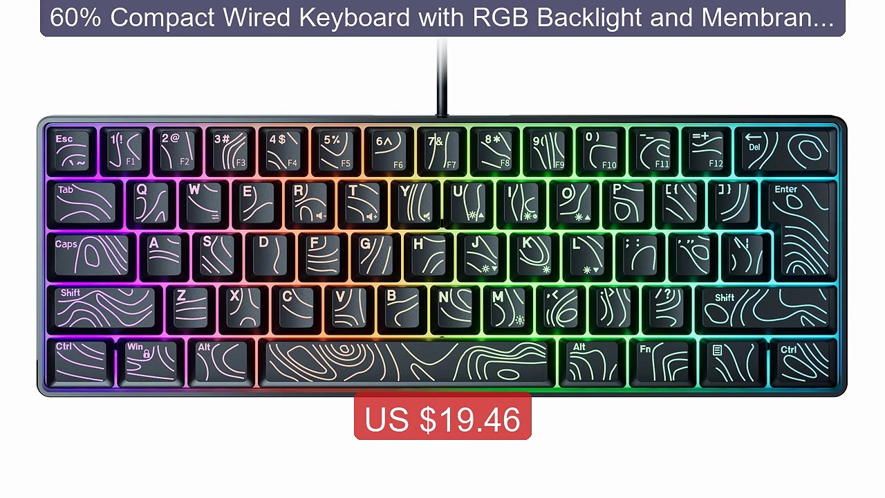 60% Compact Wired Keyboard with RGB Backlight and Membrane Key... -- Best Buy 2026 | Great Quality!
