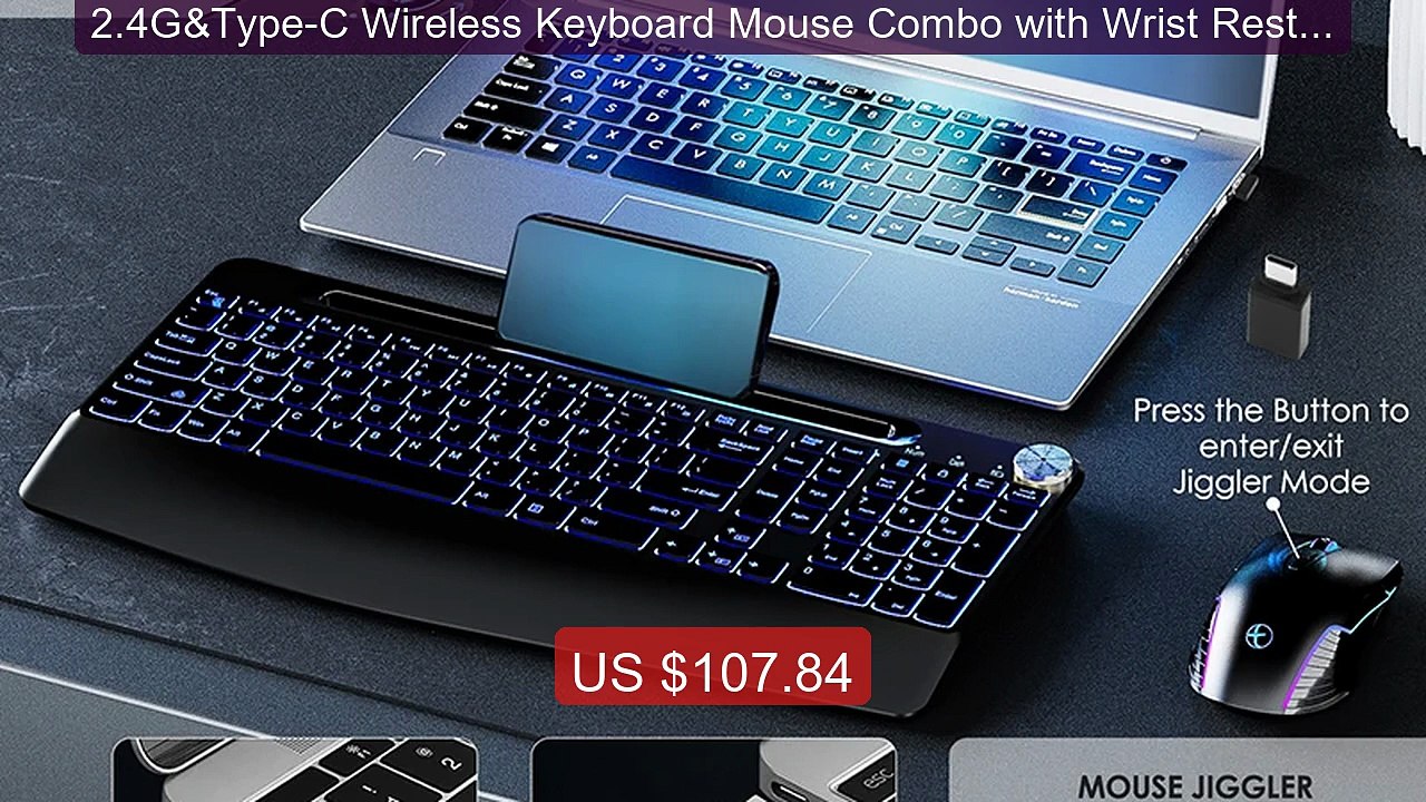 2.4G&Type-C Wireless Keyboard Mouse Combo with Wrist Rest,RGB Back... -- Best Deal 2026 | Shop Now!