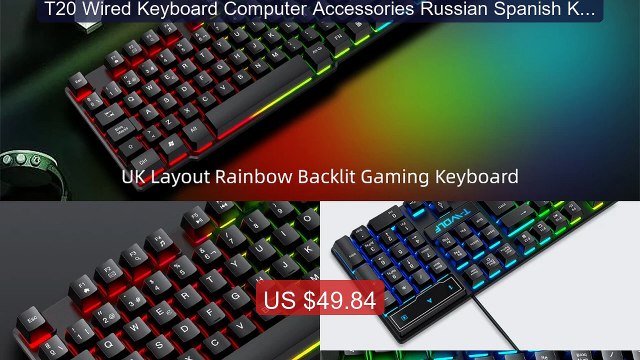 T20 Wired Keyboard Computer Accessories Russian Spanish Key... Top Pick 2026 | Unbeatable Price!