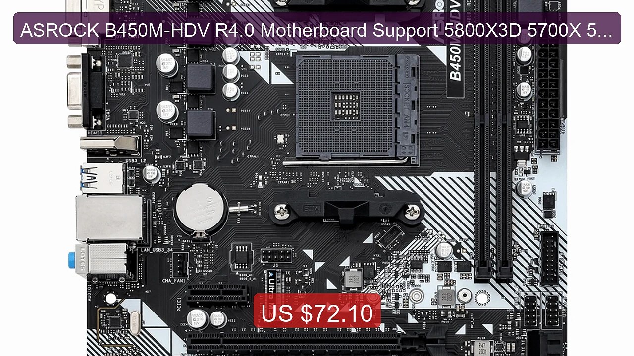 ASROCK B450M-HDV R4.0 Motherboard Support 5800X3D 5700X 5600X ... -- Hot Deal 2026 | Limited Offer!