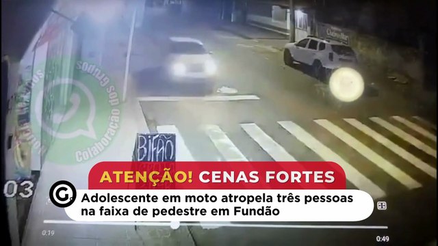 Adolescente em moto atropela três pessoas na faixa de pedestre em Fundão