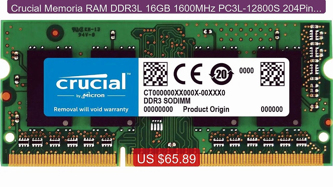Crucial Memoria RAM DDR3L 16GB 1600MHz PC3L-12800S 204Pin 1.35... -- Hot Deal 2026 | Limited Offer!