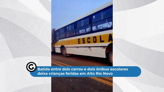 Batida entre dois carros e dois ônibus escolares deixa crianças feridas em Alto Rio Novo
