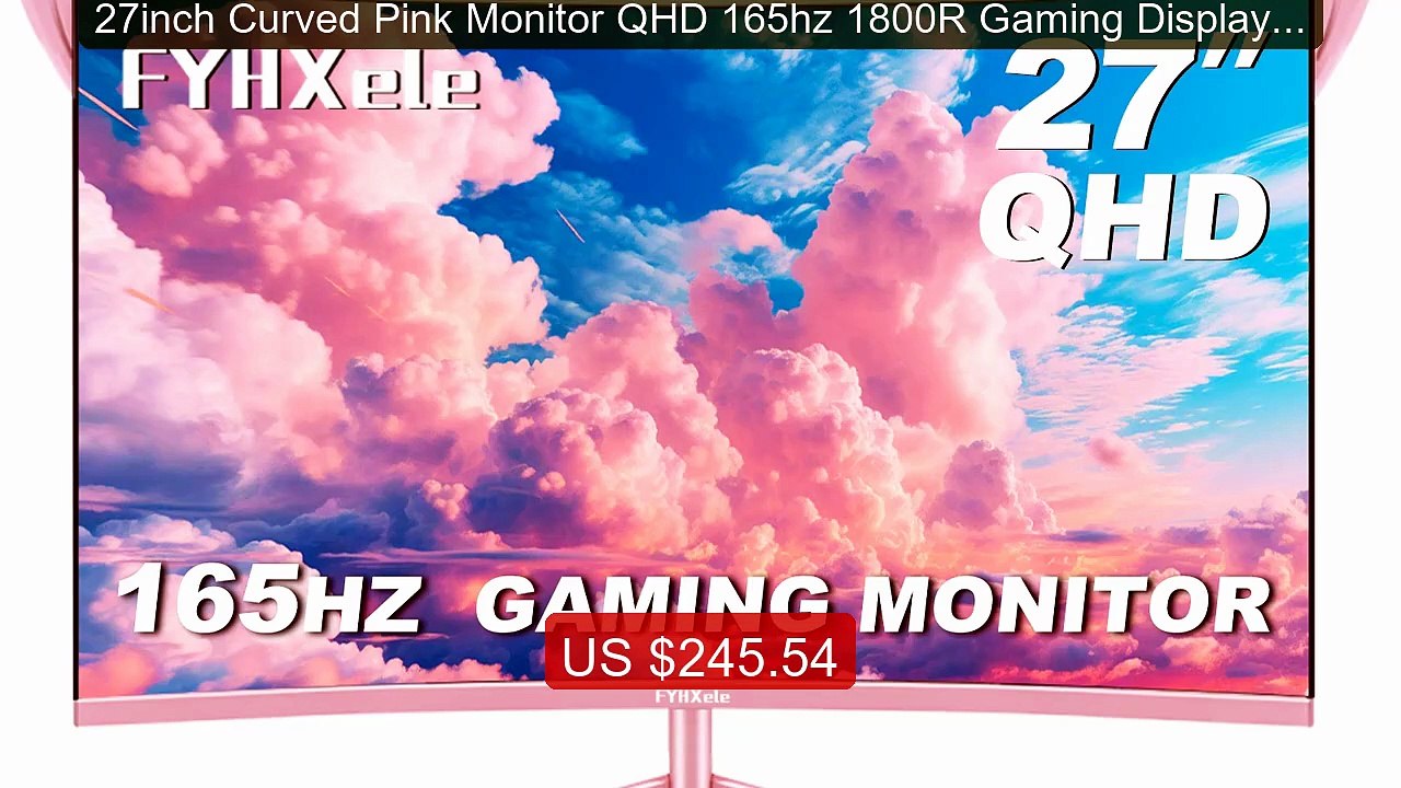 27inch Curved Pink Monitor QHD 165hz 1800R Gaming Display HDR... -- Amazing Value 2026 | Must Have!