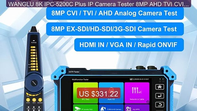 WANGLU 8K IPC-5200C Plus IP Camera Tester 8MP AHD TVI CVI SDI Analo... Top Rated 2026 | Buy Now!