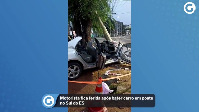 Motorista fica ferida após bater carro em poste no Sul do ES
