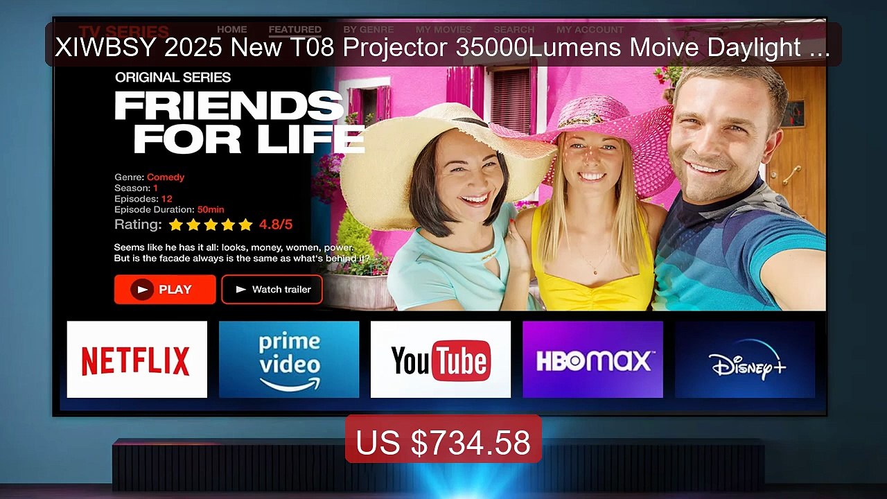 XIWBSY 2025 New T08 Projector 35000Lumens Moive Daylight Proj... -- Amazing Value 2026 | Must Have!