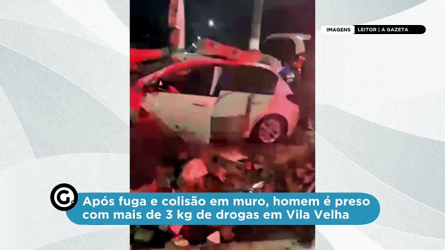 Após fuga e colisão em muro, homem é preso com mais de 3 kg de drogas em Vila Velha