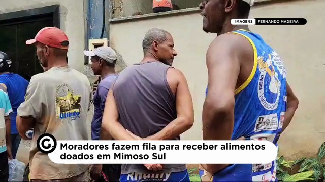 Moradores fazem fila para receber alimentos doados em Mimoso Sul