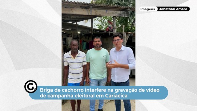 Briga de cachorro interfere na gravação de vídeo de campanha eleitoral em Cariacica