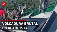 Volcadura en México-Pachuca: niño de 7 años con fractura expuesta por carrera de choferes