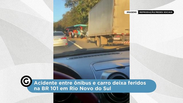 Acidente entre ônibus e carro deixa feridos na BR 101 em Rio Novo do Sul