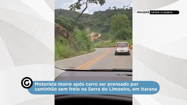 Motorista morre após carro ser prensado por caminhão sem freio na Serra do Limoeiro, em Itarana