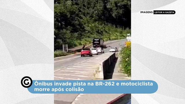 Ônibus invade pista na BR-262 e motociclista morre após colisão