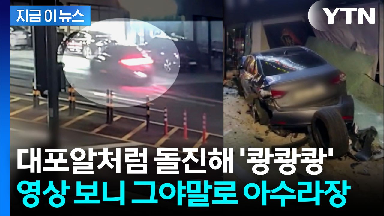 차량 인도 돌진에 줄줄이 박살 '초토화'…경찰 4명에 붙잡힌 운전자 [지금이뉴스]...
