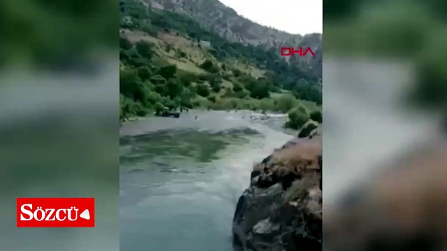Çayda akıntıya kapılıp kayboldu; sürüklendiği anlar ortaya çıktı