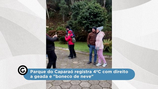 Parque do Caparaó registra 4ºC com direito a geada e boneco de neve