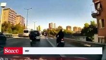 Kartal'da motosiklet sürücüsünün emniyet şeridindeki servise çarpması kamerada