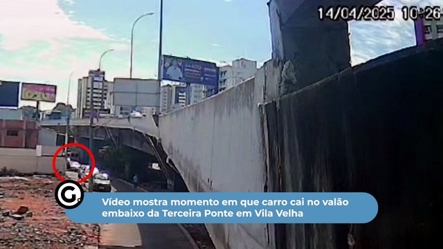 Vídeo mostra momento em que carro cai no valão embaixo da Terceira Ponte em Vila Velha