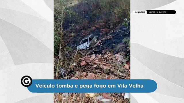 Veículo tomba e pega fogo em Vila Velha