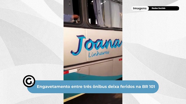 Engavetamento entre três ônibus deixa feridos na BR 101