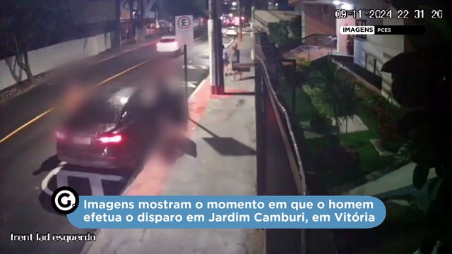 Imagens mostram o momento em que o homem efetua o disparo em Jardim Camburi, em Vitória