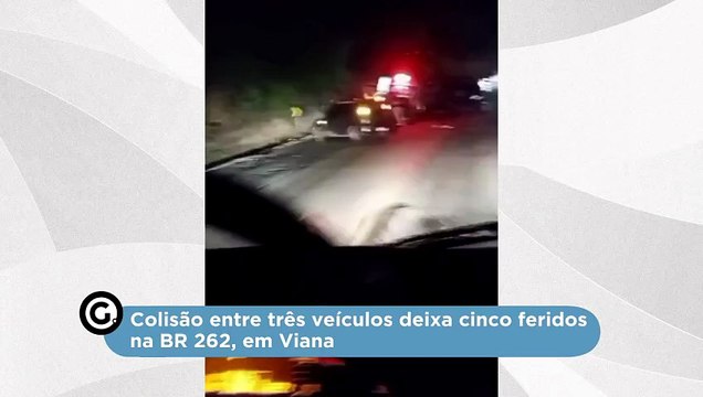 Colisão entre três veículos deixa cinco feridos na BR 262, em Viana