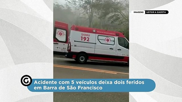Acidente com 5 veículos deixa dois feridos em Barra de São Francisco