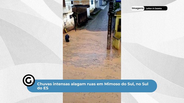 Chuvas intensas alagam ruas em Mimoso do Sul, no Sul do ES
