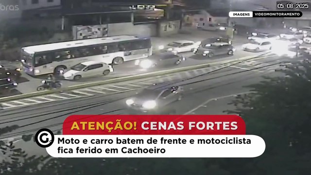Moto e carro batem de frente e motociclista fica ferido em Cachoeiro