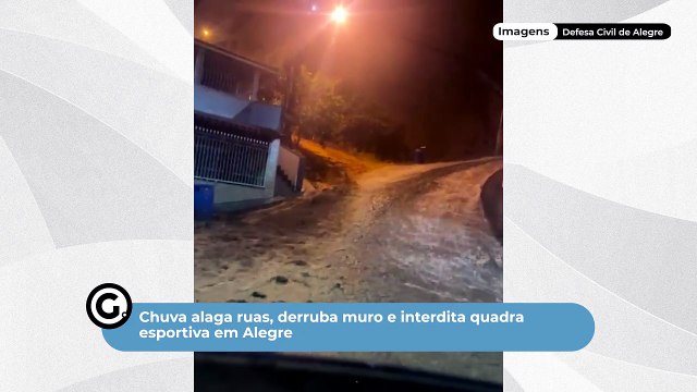 Chuva alaga ruas, derruba muro e interdita quadra esportiva em Alegre