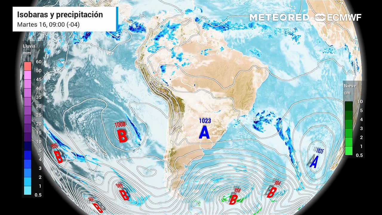 Lluvias sobre 90 mm llegarán al centro-sur y Patagonia desde este viernes
