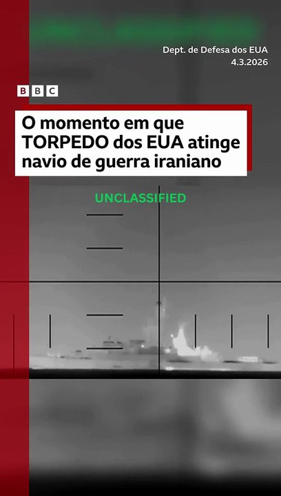 Vídeo mostra momento em que torpedo dos EUA atinge navio de guerra do Irã