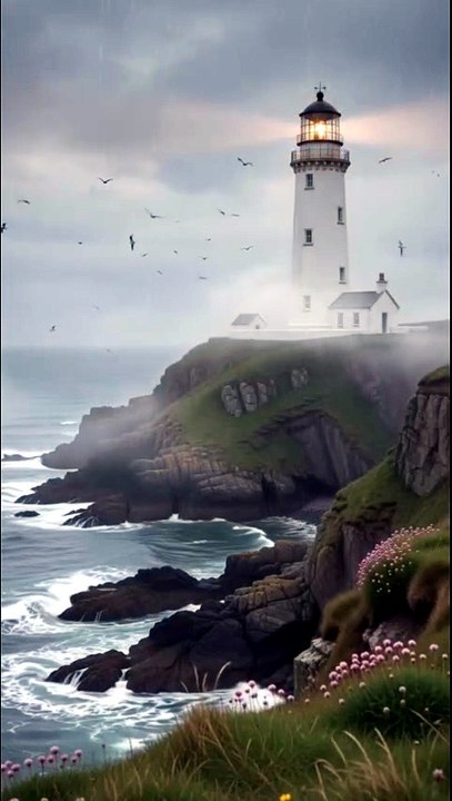 🌧️ Rainy Lighthouse by the Sea | Nature ASMR 🌊