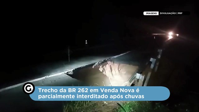 Trecho da BR 262 em Venda Nova do Imigrante é parcialmente interditado após chuvas