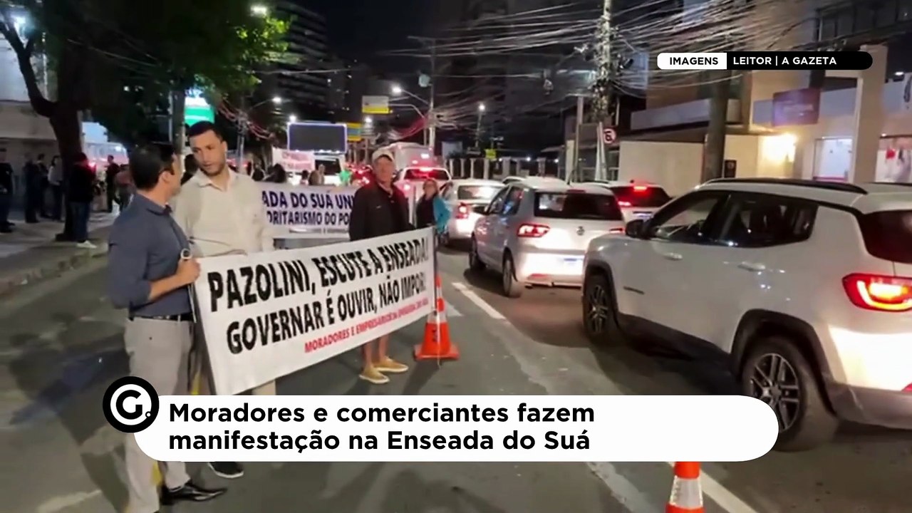 Moradores e comerciantes fazem manifestação na Enseada do Suá