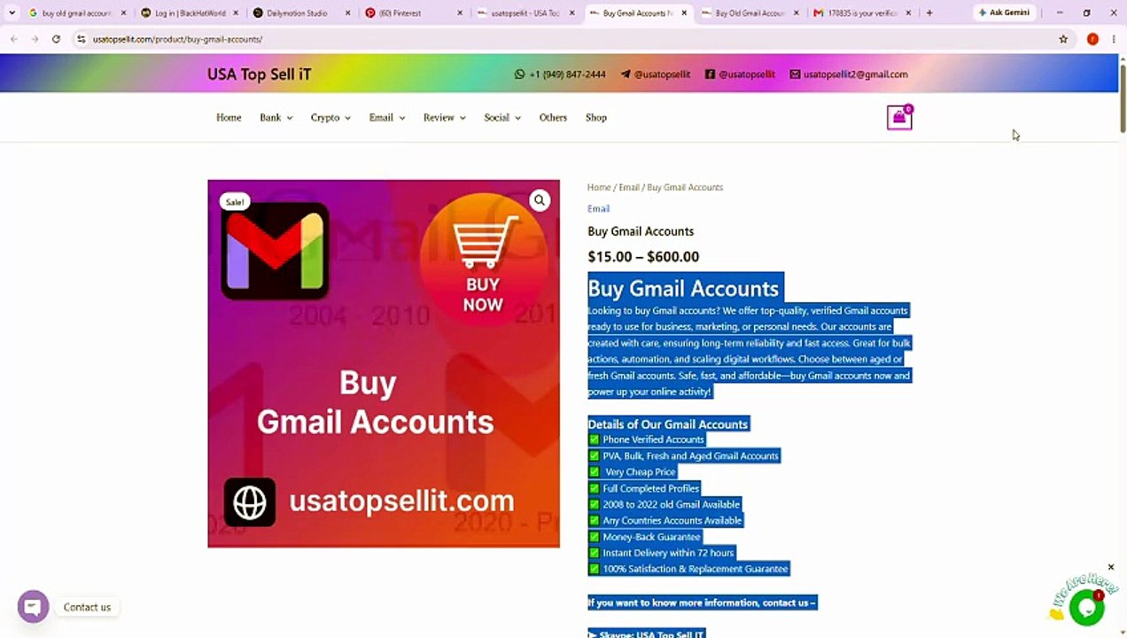 Top 10 Site To Buy Gmail Accounts New ,Old ,Uk , Usa,Indian accounts