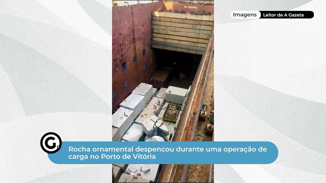 Rocha ornamental despencou durante uma operação de carga no Porto de Vitória