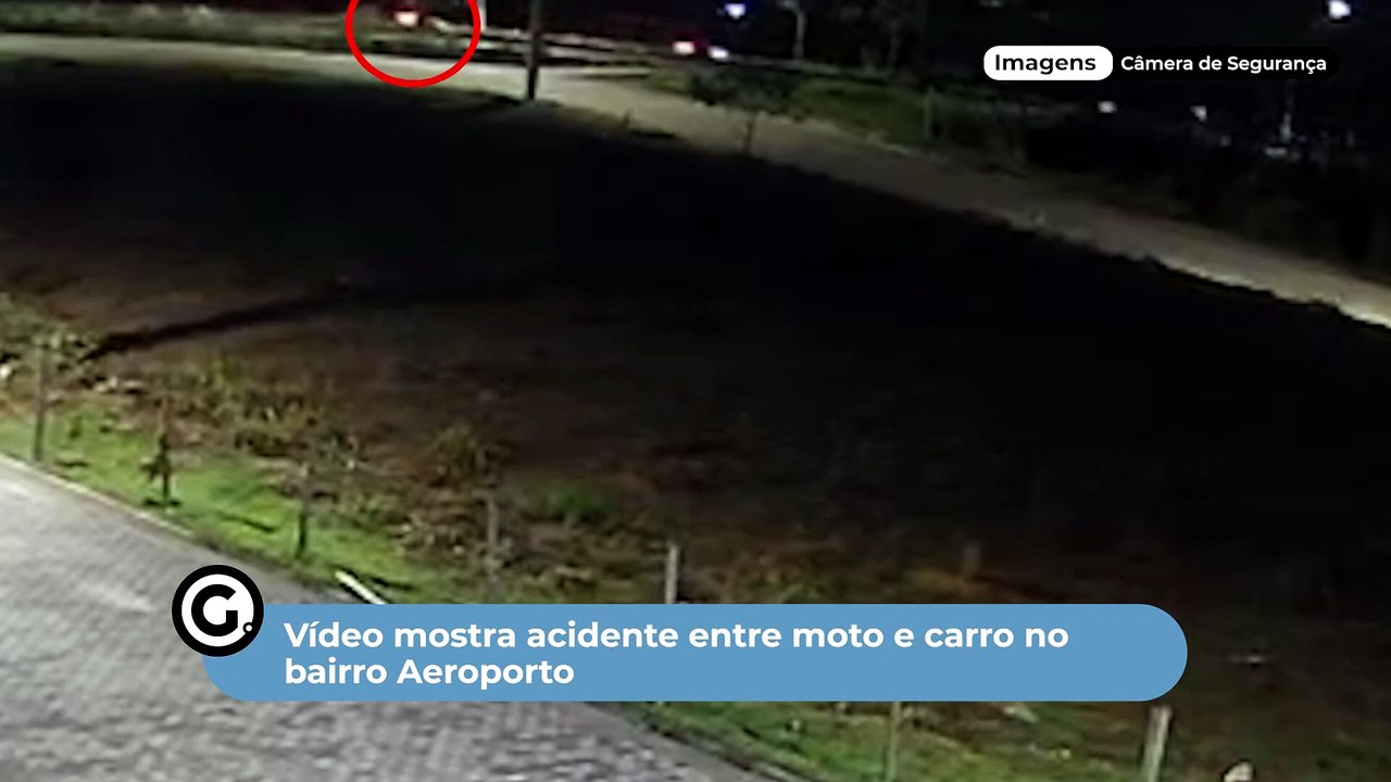 Vídeo mostra acidente entre moto e carro no bairro Aeroporto