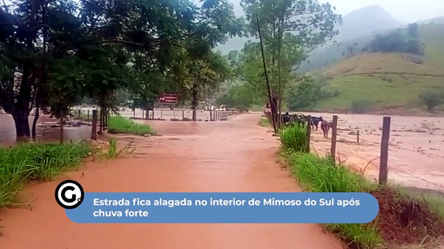 Estrada fica alagada no interior de Mimoso do Sul após chuva forte