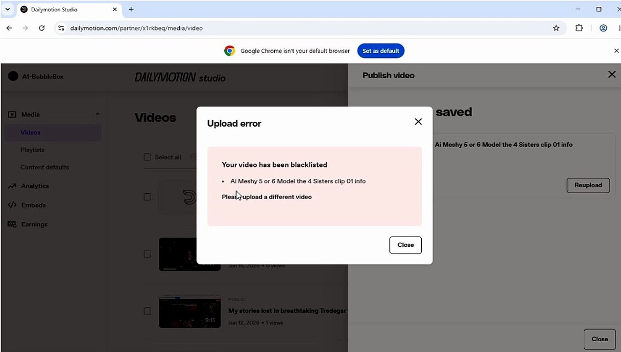 My Partner Dailymotion way did you blacklisted my video its only a free 3d model download