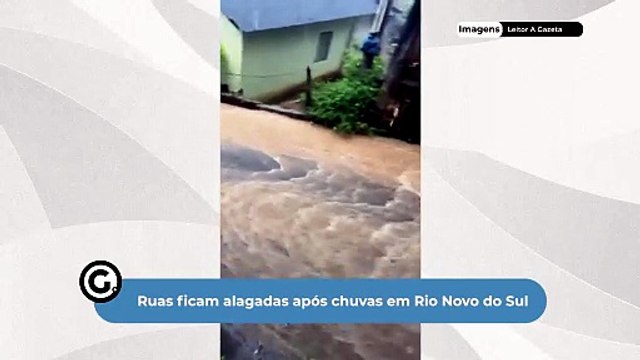 Ruas ficam alagadas após chuvas em Rio Novo do Sul