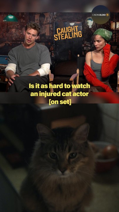 Austin Butler and Zoë Kravitz Share a Laugh Over a Talented Cat Actor
