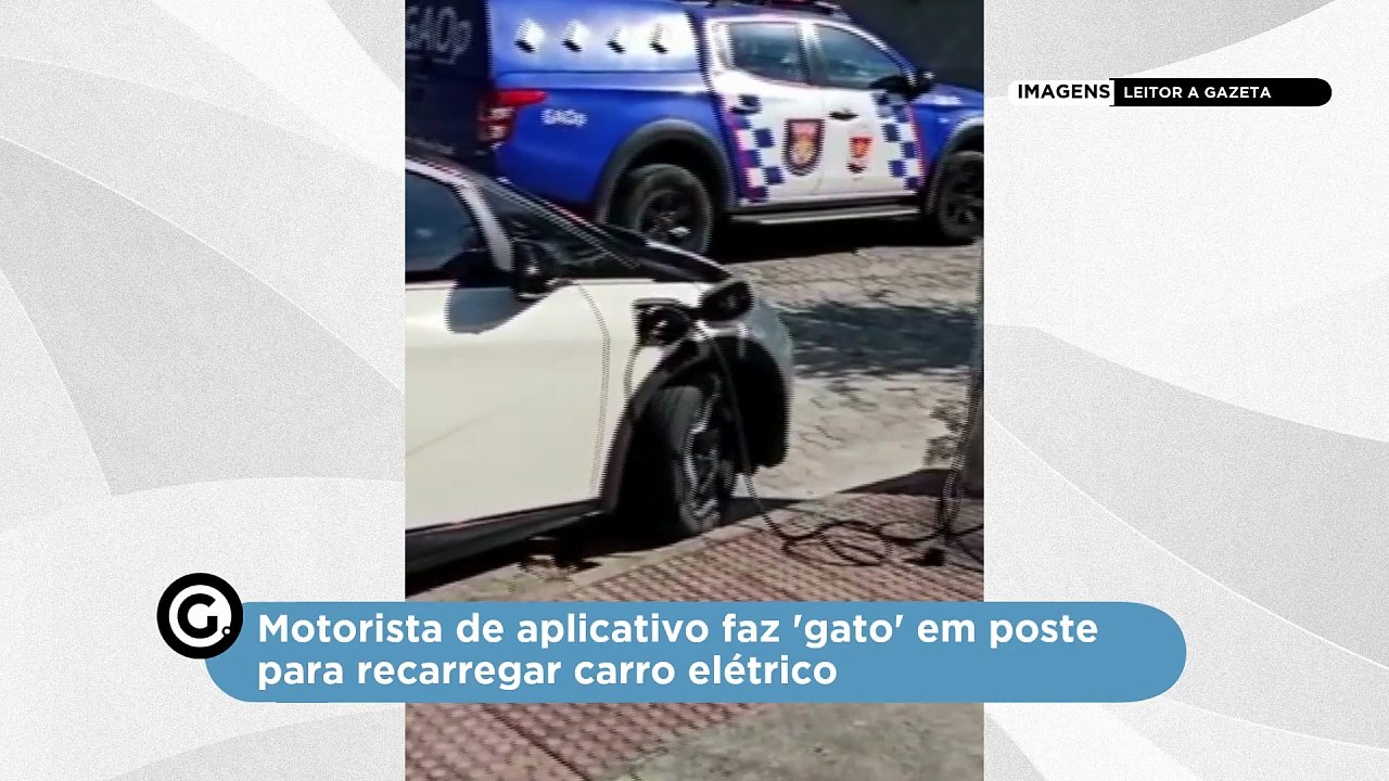 Motorista de aplicativo faz 'gato' em poste para recarregar carro elétrico
