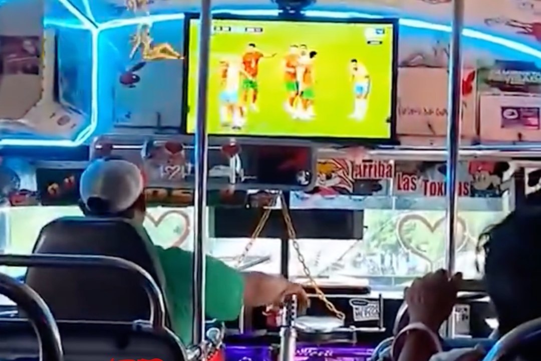 Bus driver turns his vehicle into a moving World Cup broadcast station