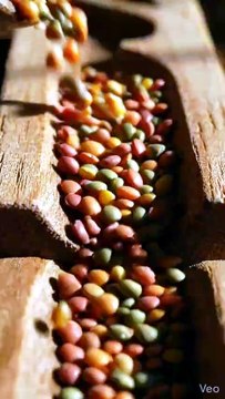 Lentils Flowing Through Wooden Channels 🌾✨ Satisfying Flow Motion