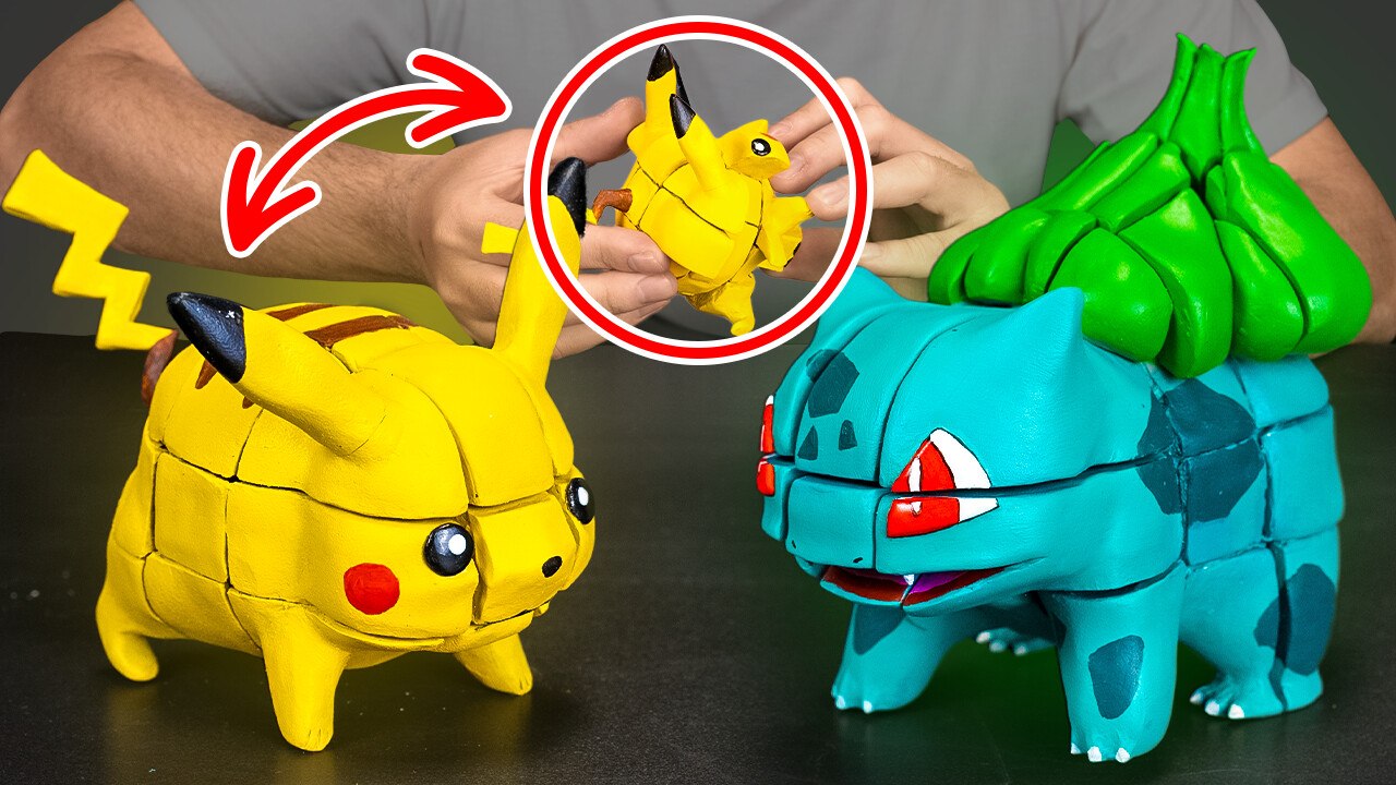 Creative Pokémon Cube Transformations: Pikachu & Bulbasaur Revealed!