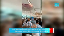 Una marea albiceleste invadió el aeropuerto de Kansas a horas del estreno de Argentina