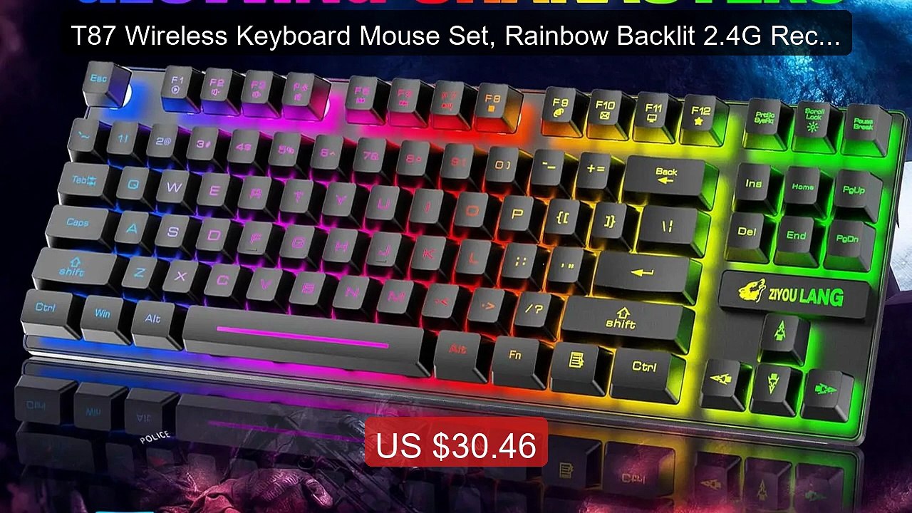 T87 Wireless Keyboard Mouse Set, Rainbow Backlit 2.4G Recha... -- Top Pick 2026 | Unbeatable Price!