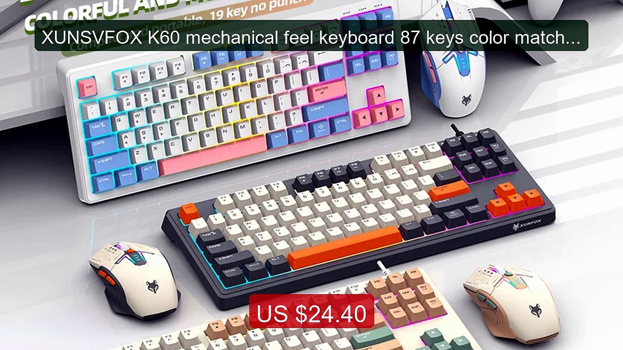 XUNSVFOX K60 mechanical feel keyboard 87 keys color matchin... -- Top Pick 2026 | Unbeatable Price!